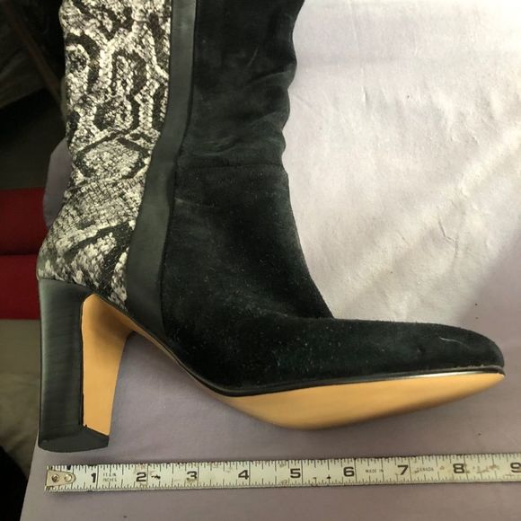 Black suede/ snakeskin tall boots - Picture 6 of 15